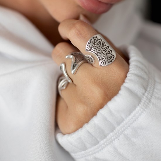 Mandala ring silver 