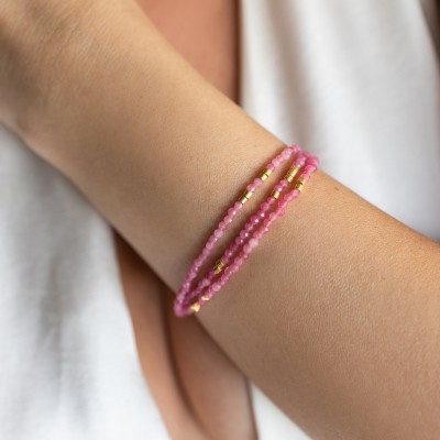 Triple bracelet Pink Achate 925°