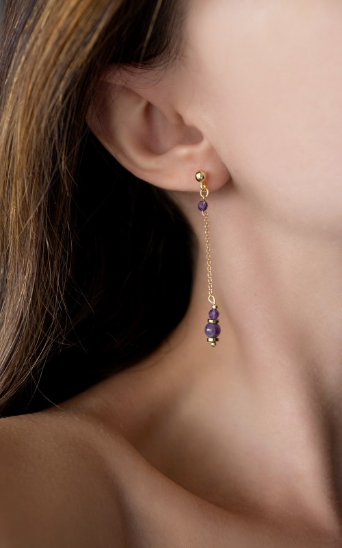 Long earrings Amethyst 925°