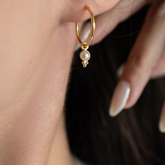 Mini hoops 925° Pearl Drop Earings
