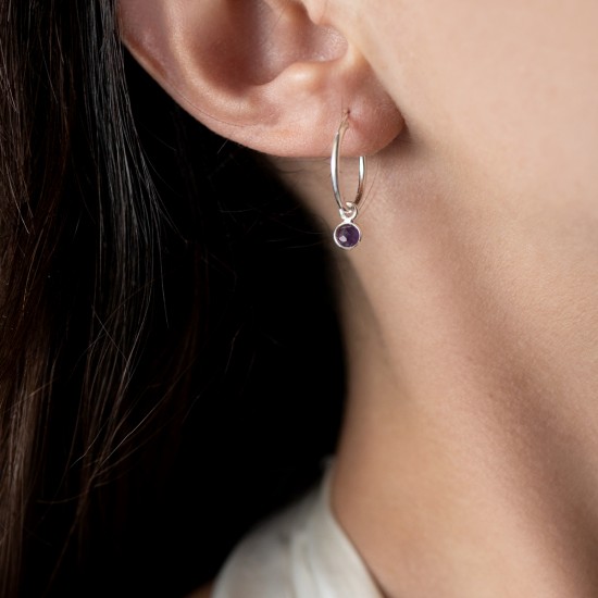 Mini hoops 925° silver Amethyst Earings