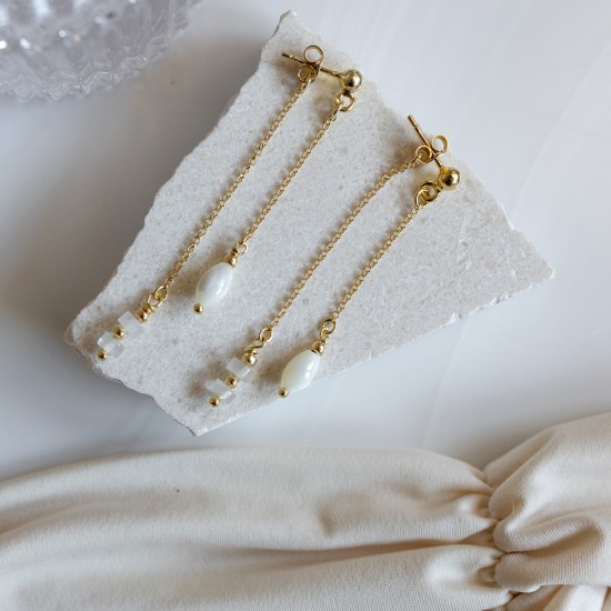 Κοσμήματα silver 925 - καλοκαιρινα σκουλαρικια λευκο με χρυσο