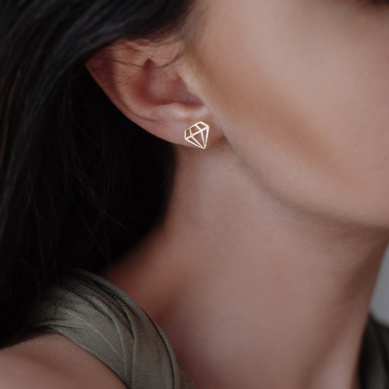 Diamond earrings sterling silver 925 
