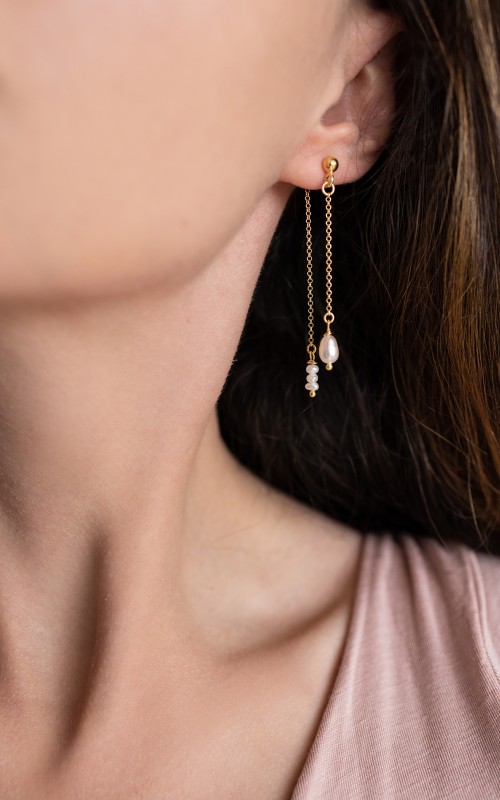 Double pearl earrings 925°