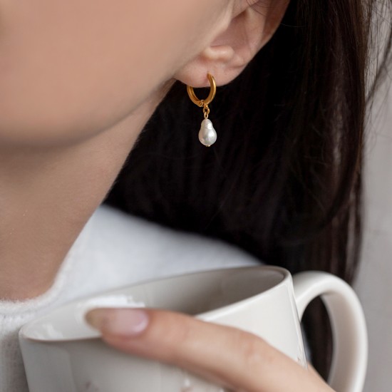 Mini hoops Pearls drops Earings