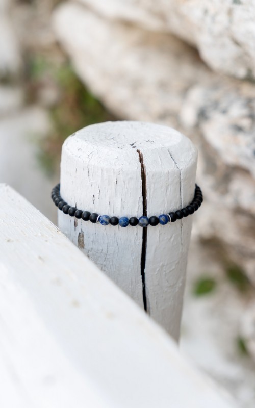 Mens bracelet Lava lapis lazulis small