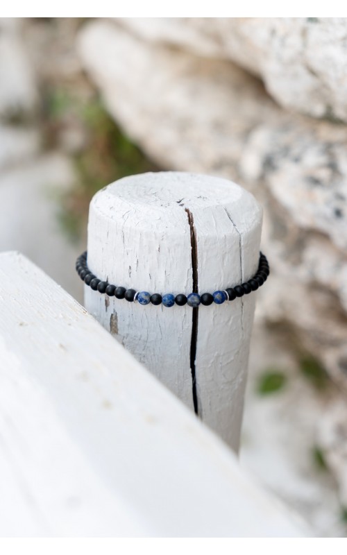 Mens bracelet Lava lapis lazulis small