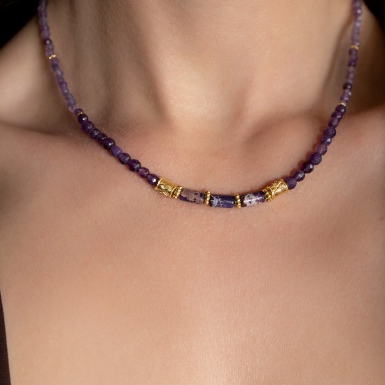 Amethyst bar necklace 925° NECKLACES