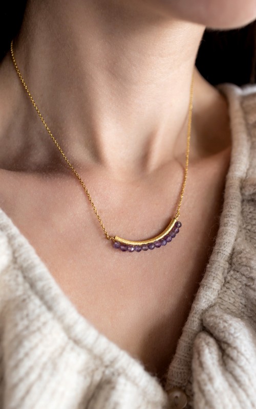 Bar Amethyst necklace 925°