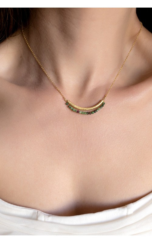 Bar Ruby Zoisite necklace 925°