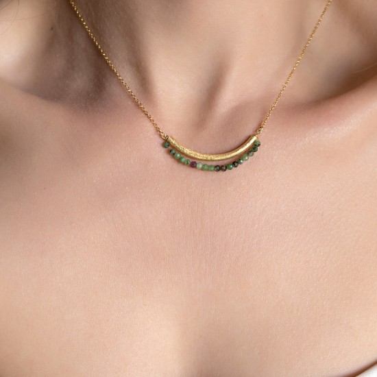 Bar Ruby Zoisite necklace 925°