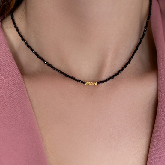 Black Spinel gold necklace 925° NECKLACES