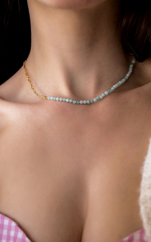 Amazonite chain necklace 925°