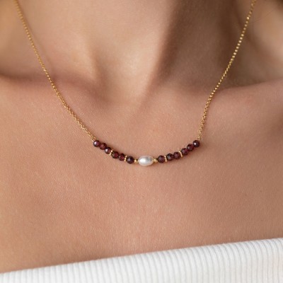 Garnet pearl necklace 925°