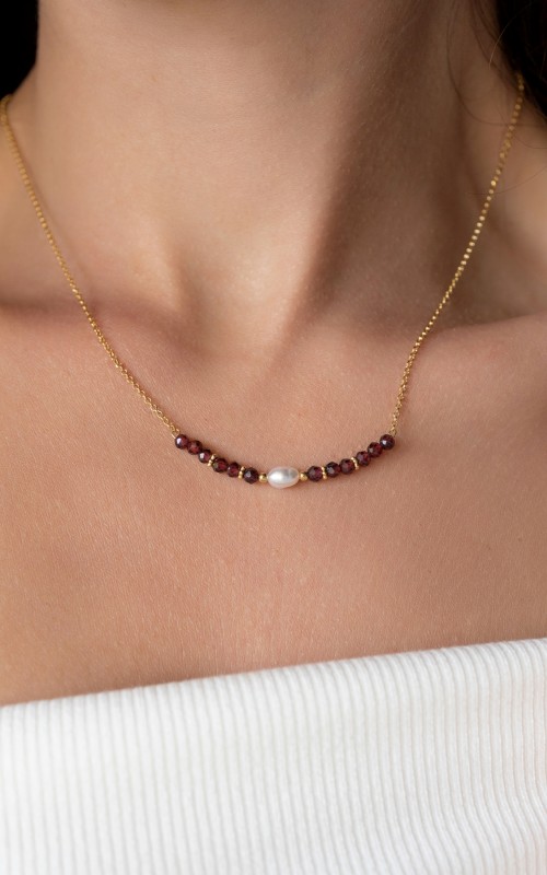 Garnet pearl necklace 925°