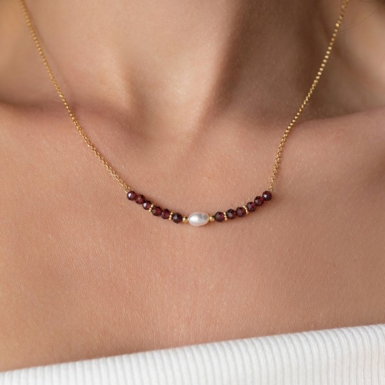 Garnet pearl necklace 925° NECKLACES