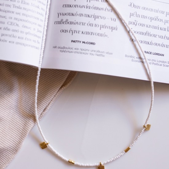 Κοσμήματα silver 925 - λευκο κολιε με χρυσα στοιχεια
