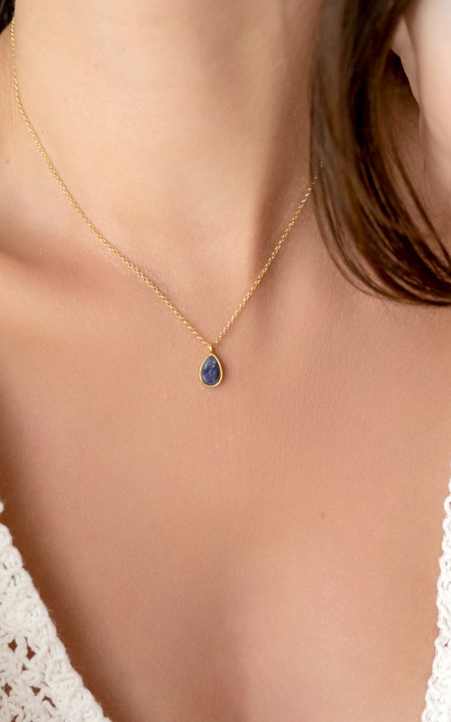 Lapis Lazulis Drop Necklace 925