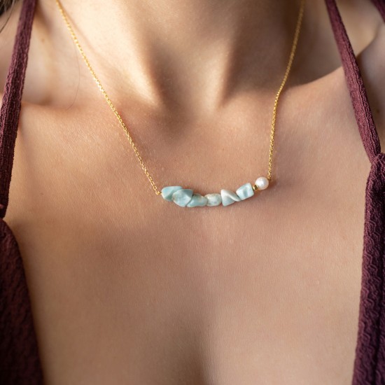 Larimar pearl necklace 925° Necklaces