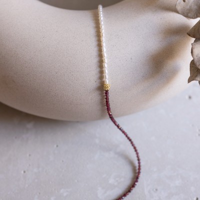 Garnet Pearls necklace 925°
