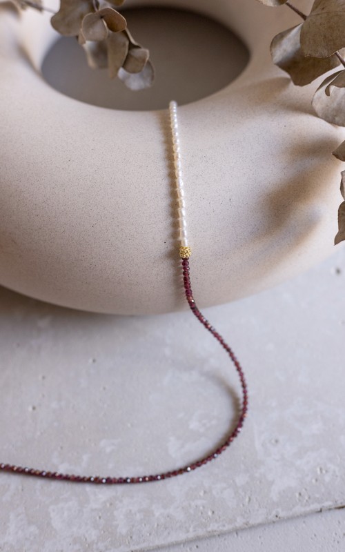 Garnet Pearls necklace 925°