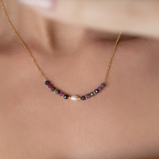 RubySapphire pearl necklace 925° NECKLACES