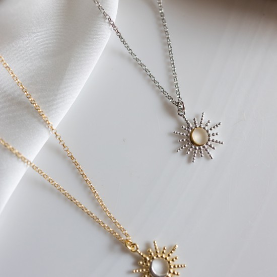 Κοσμήματα silver 925 - κολιε ηλιος με φεγγαρι ασημι 925