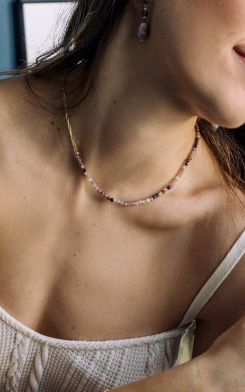Tourmaline chain necklace 925°