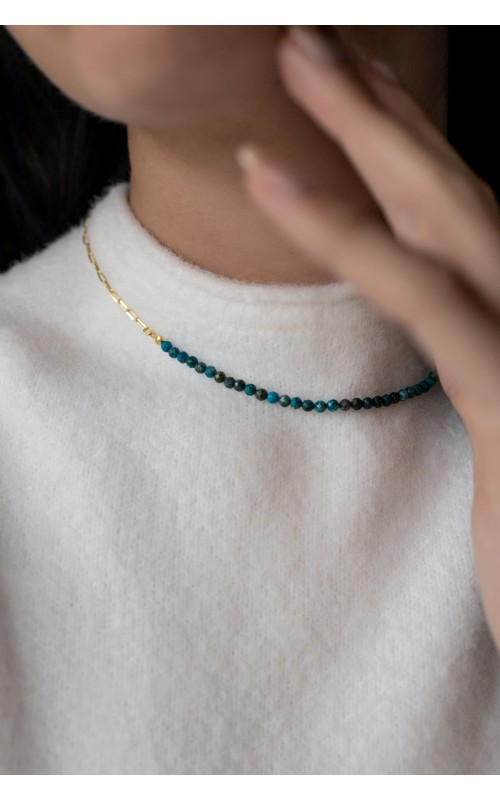 Chrysocolla chain necklace 925°