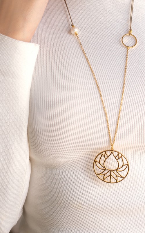 Lotus long necklace