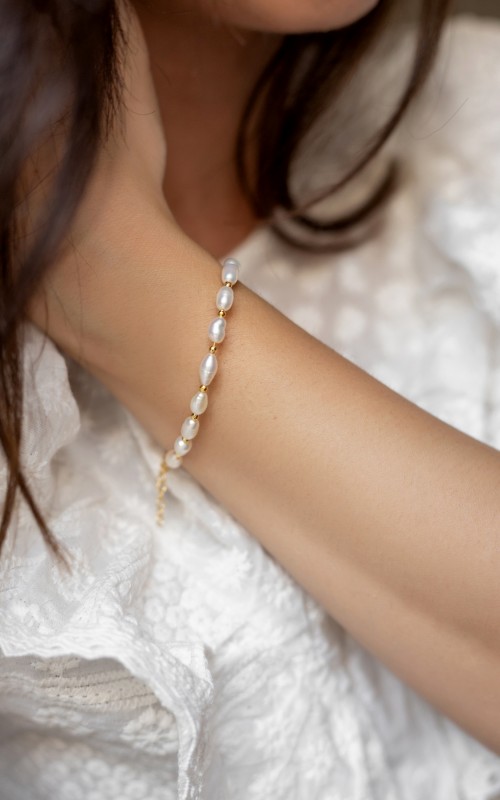 Gold pearls bracelet 925°