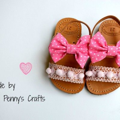 Handmade baby sandal Pink Bow 