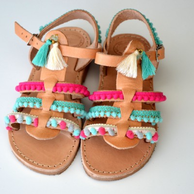 Baby sandals gladiator Aqua Pink