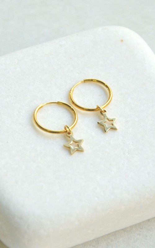 mini hoops earrings sterling silver stars