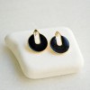 Earrings gold circles with black